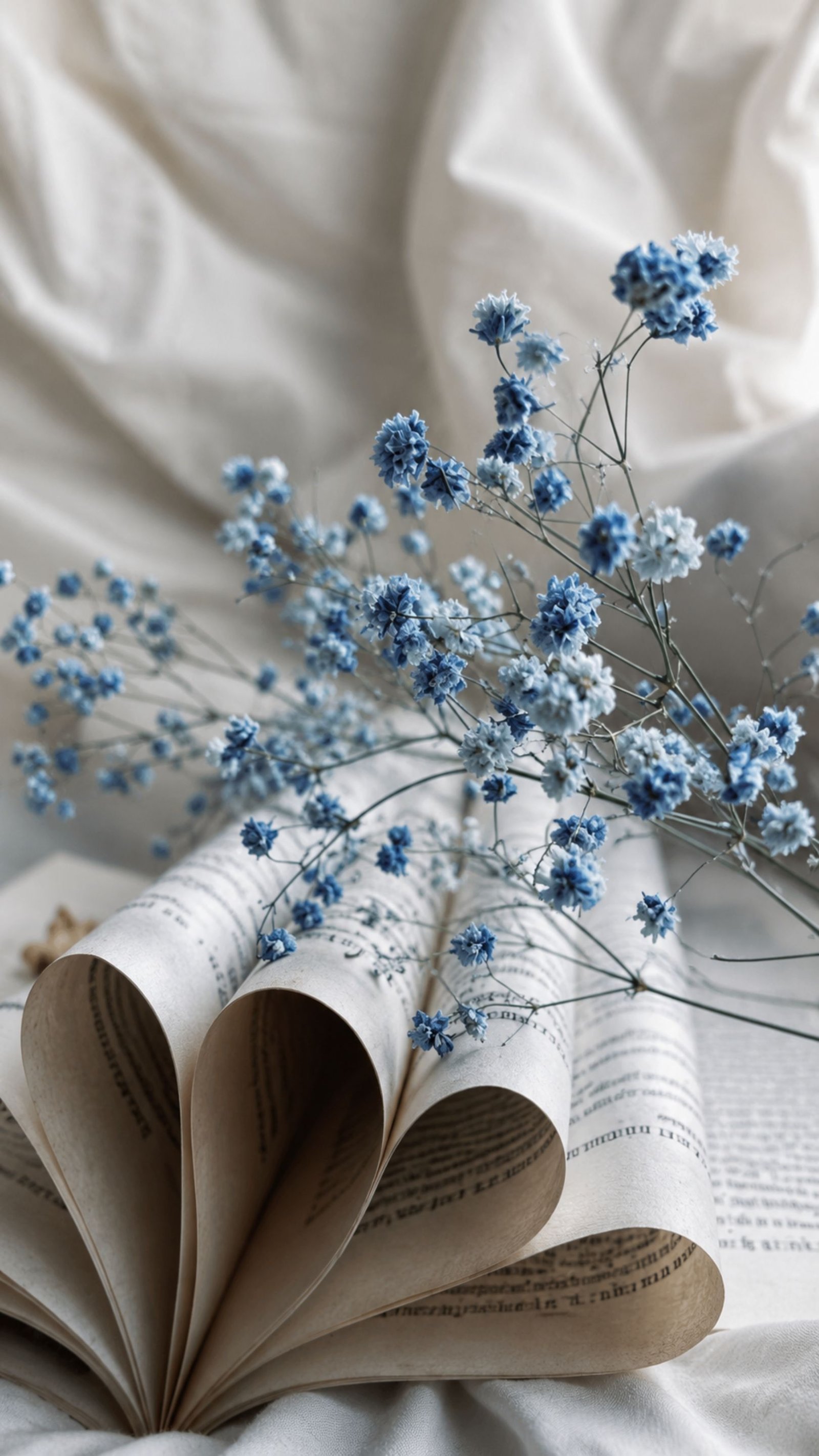 Blue Babys Breath Book Aesthetic 4K Wallpaper